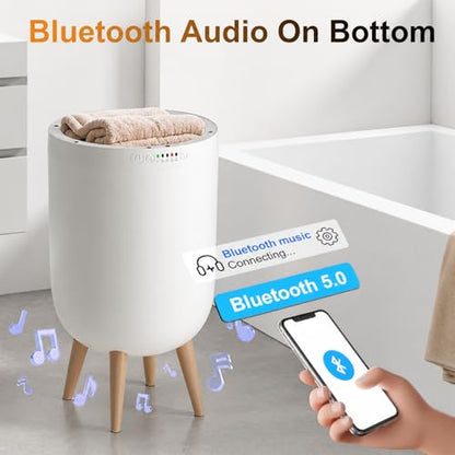 25L Towel Warmers for Bathroom, Luxury Rapid Heating Towel Warmer Bucket with Timer, Bluetooth Speaker, Mood Lights, Portable Removable Legs, Fits Two 40"x70", Blankets, Bathrobes