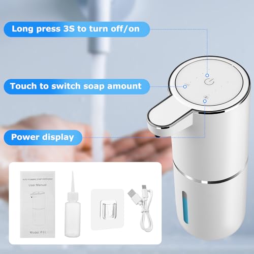 4 Pack Automatic Soap Dispenser,Liquid Soap Dispenser Touchless,12.8oz/380ml USB Rechargeabled Wall Mounted Smart SoapDispenser for Bathroom Kitchen Dish Soap - color: White, size: Liquid x4