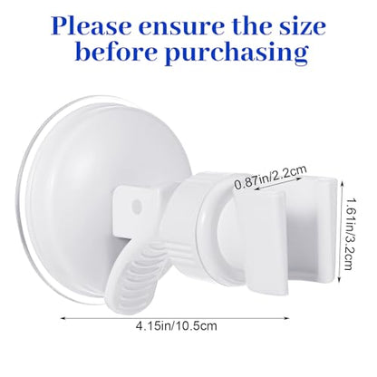 Adjustable Shower Head Holder, White Shower Hand Held Holder Bathroom Removable Suction Cup Handheld Showers Head Bracket Wall Mount Bracket for Marble Glass Metal Ceramic Smooth Surfaces