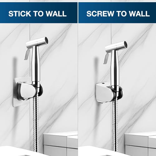 Handheld Bidet Sprayer for Toilet, Adjustable Water Pressure Stainless Steel Jet Spray with Hose & 2 Wall Mounts, Muslim Shower for Bathroom Hygiene, Feminine Wash, Cloth Diaper, Baby Wash, Leak-Proof