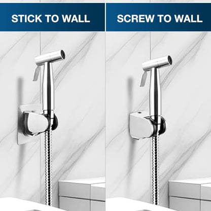 Handheld Bidet Sprayer for Toilet, Adjustable Water Pressure Stainless Steel Jet Spray with Hose & 2 Wall Mounts, Muslim Shower for Bathroom Hygiene, Feminine Wash, Cloth Diaper, Baby Wash, Leak-Proof