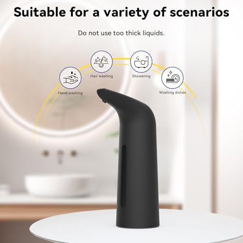 Automatic Soap Dispenser, 13oz/400ml for Bathroom & Kitchen No Touch | Plastic Material Soap Holder,4-Level Adjustable Touchless Hand Soap Dispenser ,Battery Operated Electric Dispenser - color: Black