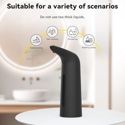 Automatic Soap Dispenser, 13oz/400ml for Bathroom & Kitchen No Touch | Plastic Material Soap Holder,4-Level Adjustable Touchless Hand Soap Dispenser ,Battery Operated Electric Dispenser - color: Black