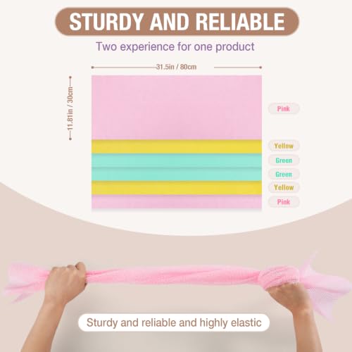 African Net Sponge 6Pcs Multi Color Spa Exfoliating Body Scrub | Fast Drying African Bath Net, Gentle Exfoliating Scrub for Full Body & Back Spa Shower - color: Green, Pink, Yellow