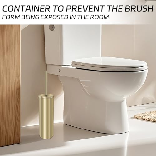 Stainless Steel Toilet Brush with Holder Set for Bathroom Storage and Organization Toilet Bowl Cleaner Brush and Holder (1, Gold) - color: Gold