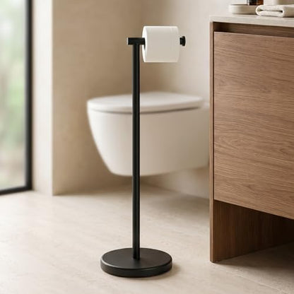 KES 26" H Black Toilet Paper Holder Stand with Weighted Base | 304 Stainless Steel Rustproof, Cement-Filled Base For Extra Stability, Fits Mega Rolls, Tool-Free Assembly, Hardware Included - color: Matte Black, size: 26" H