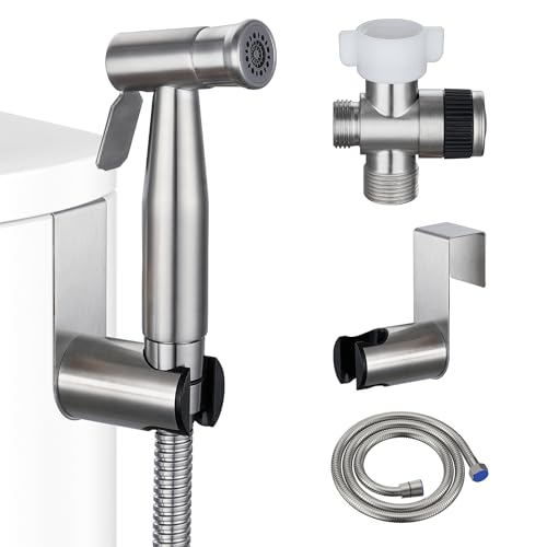 Handheld Bidet Sprayer for Toilet Brushed Nickel with Leakproof Hose,Stainless Steel Cloth Diaper Sprayer,Adjustable Water Pressure,Dual Mode Wall/Toilet Mount Jet Spray for Baby Feminine Senior Wash - color: Brushed Nickel