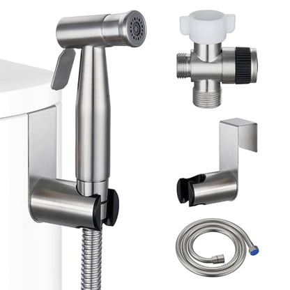 Handheld Bidet Sprayer for Toilet Brushed Nickel with Leakproof Hose,Stainless Steel Cloth Diaper Sprayer,Adjustable Water Pressure,Dual Mode Wall/Toilet Mount Jet Spray for Baby Feminine Senior Wash - color: Brushed Nickel