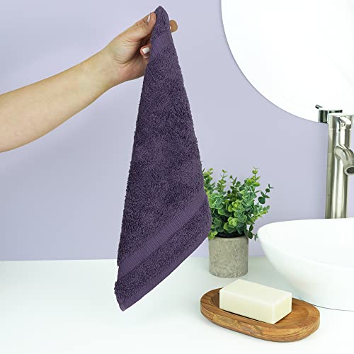 Chakir Turkish Linens Personalized 3 Piece Towel Set, 100% Cotton Luxury Turkish Towels for Bathroom, Soft Absorbent Towel Set with Bath Towel Hand Towel and Washcloth, Plum - color: Plum