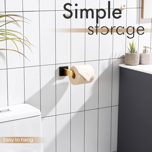 KOKOSIRI Toilet Paper Holders Wall Mounted Toilet Roll Holder for Bathrooms Hardware Washroom T-304 Stainless Steel, Matte Black and Gold B2003GDK - color: Black Gold, size: Without Shelf(1 Pack)