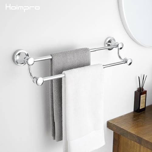 Hoimpro Double Towel Bar Towel Rack for Bathroom Wall Mounted Chrome | Adjustable 16-26 In,Wall Mounted Towel Holder, Stainless Steel, Rustproof, Towel Bar Rod Hanger Hardware Accessories Hotel - color: Chrome