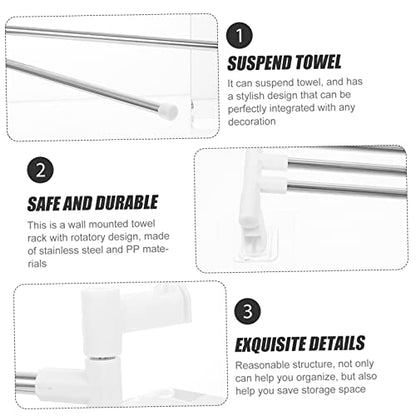 Operitacx Rotatable Bar Stainless Steel Towel Mounted Holder Punch Installation Resistant Kitchen Bathroom Storage Shelf for Towels