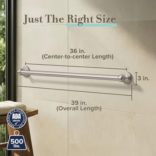 Gatco 624SN Gibson 36" L Bathroom Grab Bar, Satin Nickel, ADA Compliant Stainless Steel Safety Grab Bar - color: Satin Nickel, size: 36''L