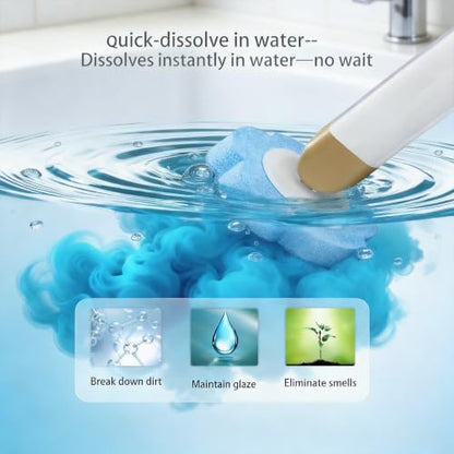 Disposable Toilet Brush with 54 Refills Holder Wall Mount Scrub Kit | Built-in cleaner, Ergonomic wand, Long handle, No wash,Click-discard, 2x Adhesive Sheet‌ - color: 1 Wand+54