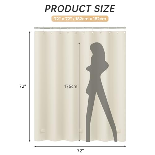 AmazerBath Beige Shower Curtain Liner Plastic, 8G PEVA Shower Liner Cream, Heavy Duty Shower Curtains for Bathroom, Cream Shower Curtain Waterproof 72x72 with 3 Weighted Stones and 12 Grommets - color: Beige, size: 72"W x 72"L (Pack of 1)