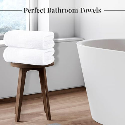 4 Piece Extra Large Bath Towels 30 x 60 Inches, White | 100% Cotton, Larger & Lighter Weight, Quicker to Dry, Super Soft and Absorbent, Perfect for Bathroom - color: White