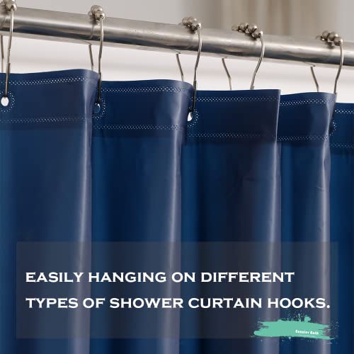 Navy Blue Plastic Shower Curtain Or Liner, 72x72 Inch Thin Lightweight Dark Blue Plastic Bathroom Shower Showroom Inner Curtain with Rustproof Metal Grommet Holes and Weighted Magnets - color: D03-navy Blue, size: 72"W x 72"L (Pack of 1)