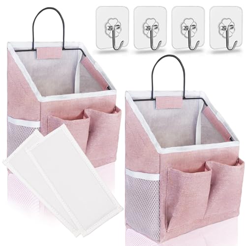 Kanrichu 2pcs Wall Hanging Baskets for Organizing, Wall Hanging Storage Bag as Over the Door Organizer, Wall File Organizer, Rv Storage and Organization. For Bedroom, Office, Camper (Pink-Upgraded) - color: Pink-2pcs