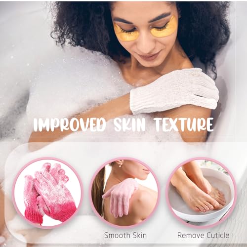 Didaey 104 Pcs Exfoliating Glove Bulk Shower Gloves with Hanging Loop Exfoliating Body Scrubber Dead Skin Remover for Body Bath Beauty Spa Massage Scrubs Men Women Bathing(Multicolor) - color: Multicolor