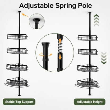 BOXIN Corner Shower Caddy Tension Pole, Black