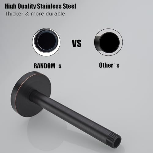 RANDOM 8 Inches Ceiling Mount Shower Arm with Flange,Oil Rubbed Bronze.RD91038-8-ORB - color: 8″Oil Rubbed Bronze(Round Flange)