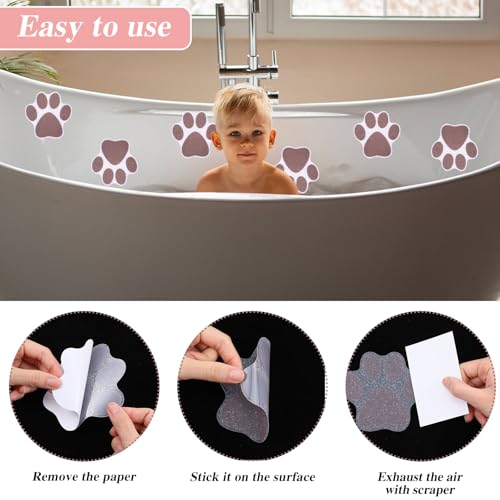 WY LIGHTING LEVEL 20pcs Safety Shower Treads Non-Slip Bathtub Stickers | Adhesive Appliques with Premium Scraper, Bathroom Tubs Shower Treads, Anti Slip Paw Floor Decals, for Bathtub, Pools, Boats