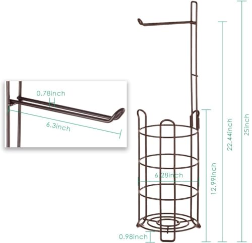 TomCare Toilet Paper Holder Stand Free Standing, Holds 4 Mega Rolls, Bronze | Tool-Free Assembly, Detachable Metal Wire Frame, Powder-Coated Finish, Easy Storage and Flexible Bathroom Placement - color: Bronze, size: Standard