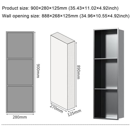 Stainless Steel Medicine Cabinet, Recessed Bathroom Niche with Glass Door, Hidden Tampon Storage Holder Wall Niche, Embedded Shower Caddy Organizer Bathroom Insert Shelf - size: Style 3