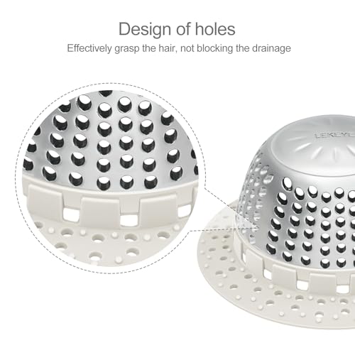 LEKEYE Shower Drain Hair Catcher/Shower Drain Cover/Drain Protector for Pop-Up & Regular Drains(Light Gray) - color: Light Gray
