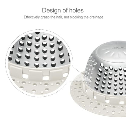LEKEYE Shower Drain Hair Catcher/Shower Drain Cover/Drain Protector for Pop-Up & Regular Drains(Light Gray) - color: Light Gray