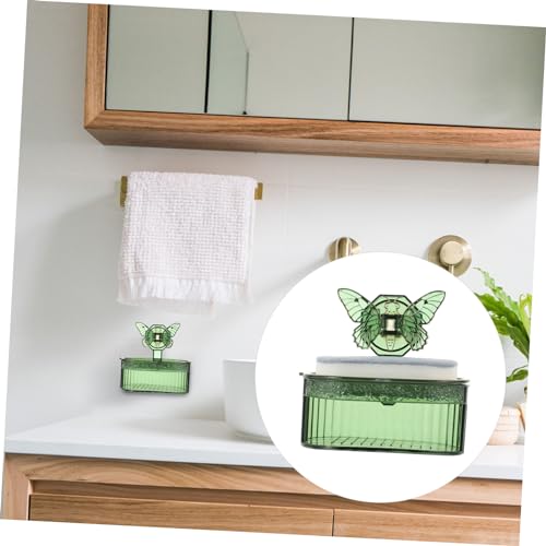 Outanaya Wall Mounted Soap Dish Butterfly Cup Draining Bar Soap Holder for Shower and -Saving Sponge Storage Easy to Install - color: Green