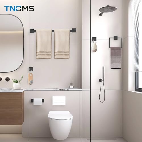 Matte Black Towel Bar Set 5-Piece Bathroom Hardware Accessories Set,23.6 Inch Modern Towel Holder Set SUS304 Stainless Steel Towel Rack Set for Bathroom,Wall-Mounted - color: 5-pcs Black
