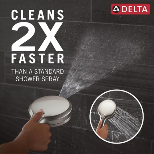 Delta 6-Setting In2ition 2-in-1 Dual Shower Head with Handheld High Pressure ProClean Spray, Brushed Nickel Detachable Shower Head with Hose, 1.75 GPM Flow Rate, Satin Nickel 75655SN - color: Spotshield Brushed Nickel