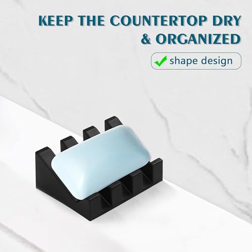 Soap Dish Holder for Shower with Suction Cup, Silicone Soap Holder & Saver Self-Draining Bar Soap Dish Keeps Soap Dry for Bathroom, Kitchen, Bathtub, Extends Soap Life (Black-1Pack) - color: Black - 1 Pack