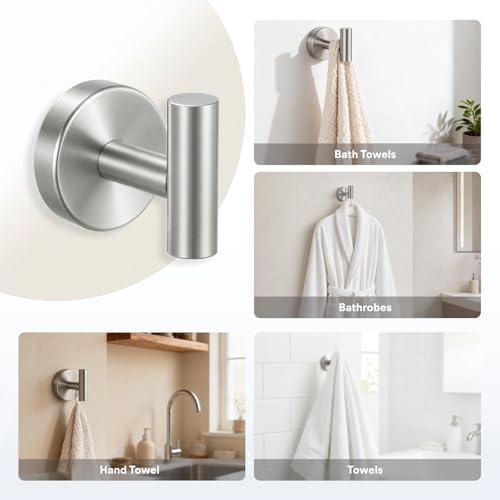 8 Pieces Bathroom Hardware Set, SUS304 Stainless Steel 24 Inch Bath Towel Bar Set, Round Bathroom Accessories Kit Wall Mounted Towel Holder (Brushed Nickel) - color: Brushed Nickel