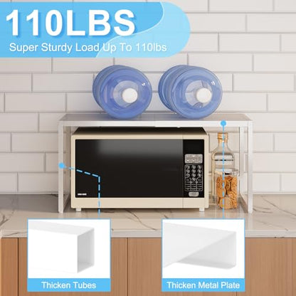Expandable Kitchen Storage Shelves,110LBS Heavy Duty Metal Shelving Units and Storage For Small Appliance, Adjustable Stackble Storage Shelf Organizer For Kitchen Cabinet Pantry Warehouse Garage,White - size: 11.8"D x 28.9"W x 16.3"H