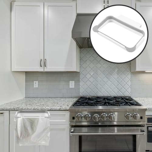 Hanging Trash Bag Holder Over the Drawer Kitchen Garbage Bag Rack | Under Sink Trash Can Plastic Cupboard Door Mounted Holder Recycle Bin for Kitchen Grey