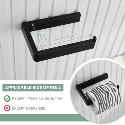 Angle Simple Toilet Paper Holder Matte Black, Bathroom Paper Roll Holder | SUS304 Stainless Steel Tissue Hanger Dispenser for Restroom, Screw Wall Mount - color: Matte Black