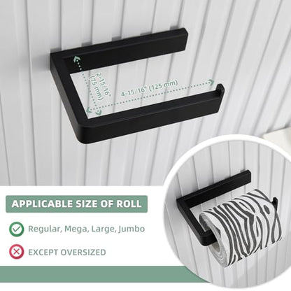 Angle Simple Toilet Paper Holder Matte Black, Bathroom Paper Roll Holder | SUS304 Stainless Steel Tissue Hanger Dispenser for Restroom, Screw Wall Mount - color: Matte Black