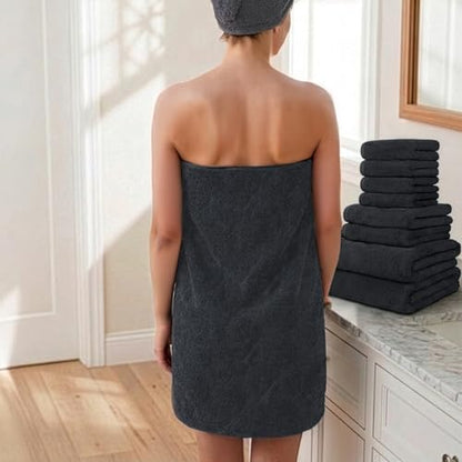 Egyptian Cotton Bath Towel Set, 650 GSM 8-Piece — 2 Oversized Bath Sheets (31"x63"), 2 Hand Towels (16"x31"), 4 Washcloths (13"x13") — Dark Gray