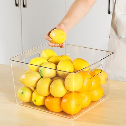 Vtopmart 8 Pack Extra Large Clear Storage Bins, 11x11 Cube Organizer | Acrylic Cube Storage Bins, Plastic Containers with Handle for Pantry, Kitchen, Closet, Laundry Room, Bathroom, Under Sink - size: Without Lid