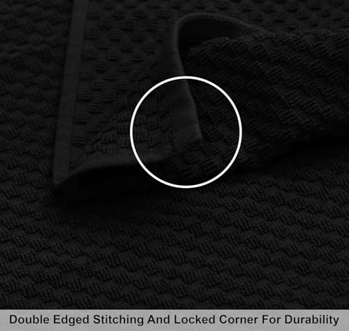 COTTON CRAFT Euro Spa Waffle Wash Cloth - Set of 12 Black Washcloth | Luxury Face Towel Set - 100% Cotton - Soft Plush Absorbent Low Lint Quick Dry - Gym Shower Beach Bath Kitchen - 12x12 inches - color: Black, size: 12 Pack Wash Cloths