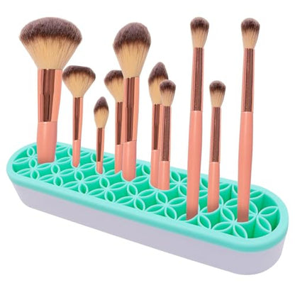 1Pcs Makeup Brushes Holder Silicone Make Up Brush Holder Stand Makeup Vanity Brush Holders for Painting Pen Brushes Nail Clippers Drill Pens Ruler Sewing Craft Tools (Green) - color: Green