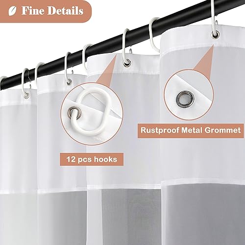 UFRIDAY Fabric White Shower Curtain with Mesh Window, Waterproof Bathroom Curtain with Weighted Bottom Hem, Machine Washable, 72 x 72 Inch - color: White, size: 72"W x 72"L (Pack of 1)