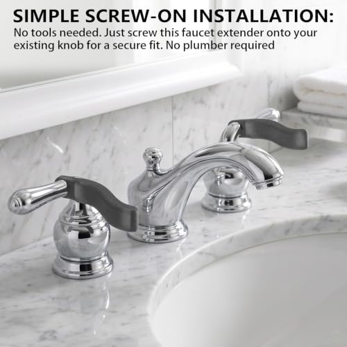 Faucet Extender, Assistive Long Reach Handle for 13.5mm Screw-On Faucet Knobs, Easy Grip Adapter for Kitchen Bathroom Sink