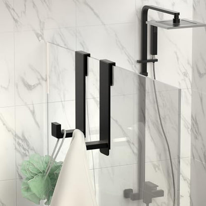WUIVIUT Heavy-Duty Stainless Steel Over The Glass Door Shower Hooks - Towel Hooks for Fits 3/8" (10mm) Thick Shower Glass Door Bathroom Holder for Washroom(L Shape, 2 Pack) - size: L Shape, 2 Pack