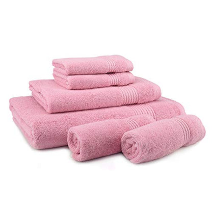 Lara Premium Bath Towel Set 6 Piece - Soft & Highly Absorbent Bathroom Towel Set, 100% Luxury Turkish Cotton, Flannel Bath Towels, 1 Bath Towel, 1 Hand Towel, 4 Washcloths - Rose - color: Rose, size: 1 Bath Towel, 1 Hand Towel, 4 Wash Cloths