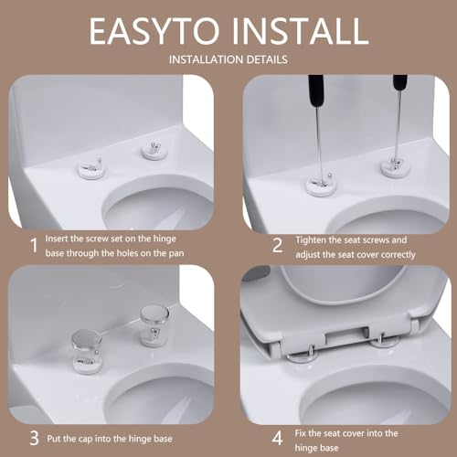 Soft Close Elongated Toilet Seat Oval White | Quick Release Toilet Seat | Anti Wiggling Quiet Close Lid | Easy to Install & Clean | White