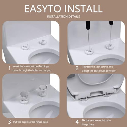 Soft Close Elongated Toilet Seat Oval White | Quick Release Toilet Seat | Anti Wiggling Quiet Close Lid | Easy to Install & Clean | White