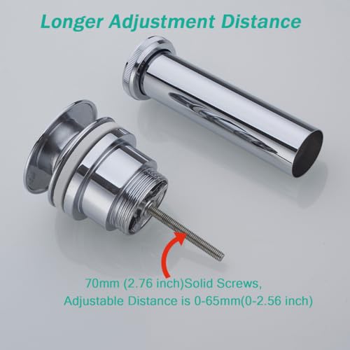 Pop Up Bathroom Sink Drain - Dual Use Vanity Faucet Sink Drain Stopper,for Basin With or Without Overflow hole,Anti Clog Pop Up Drain,Chrome,SE83999C - color: Chrome
